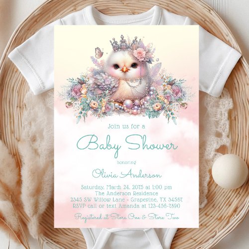 Elegant Baby Girl Chick Baby Shower Invitation