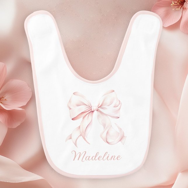 Elegant Baby Girl Pink Bow  Baby Bib (Creator Uploaded)