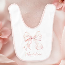 Elegant Baby Girl Pink Bow  Bib