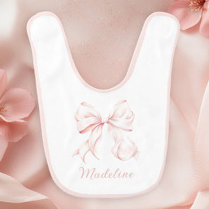 Elegant Baby Girl Pink Bow Bib