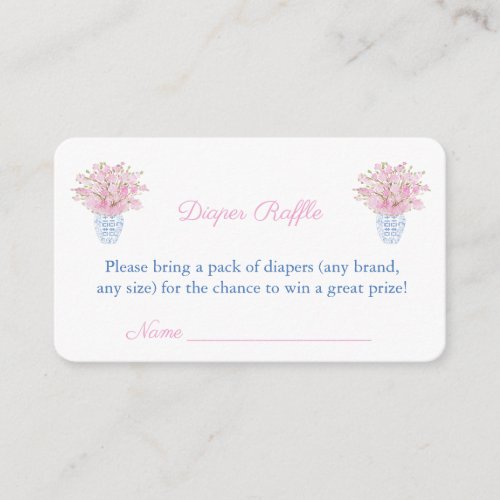 Elegant Baby Girl Shower Ginger Jar Diaper Raffle Enclosure Card