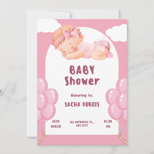 elegant baby girl shower invitation