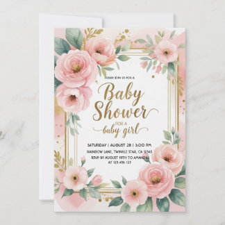 Elegant Baby Girl Shower Invitation