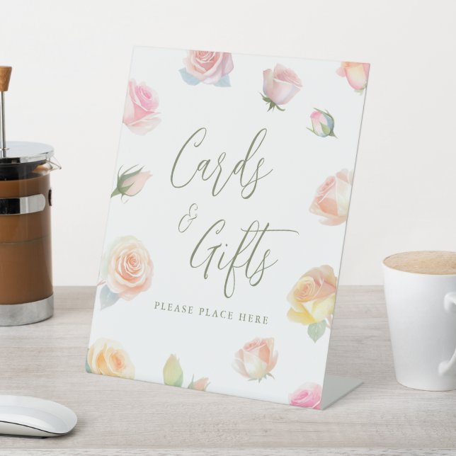 Elegant Baby in Bloom Baby Shower Cards and Gifts Pedestal Sign (In SItu)