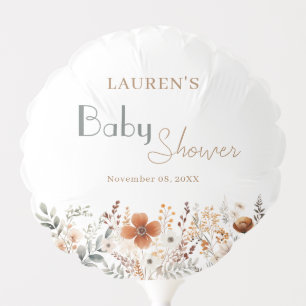 Elegant Baby in Bloom Boho Wildflower Baby Shower Balloon