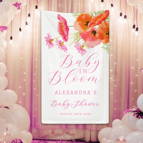 Elegant Baby in Bloom Floral Girl Baby Shower Banner