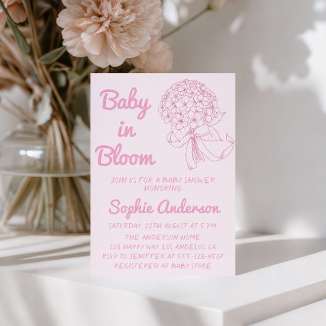 Elegant Baby in Bloom Pink Floral Baby Shower Invitation (Creator Uploaded)
