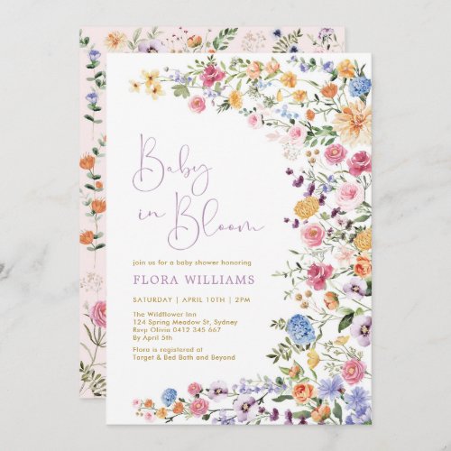 Elegant Baby in Bloom Wildflower Baby Shower Invitation