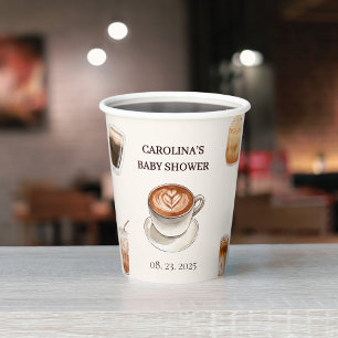 Elegant Baby is Brewing Coffee baby Shower Paper Cups