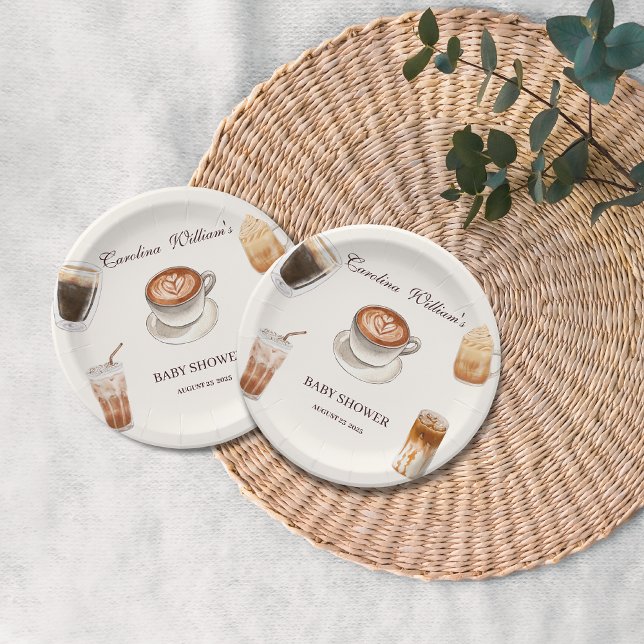Elegant Baby is Brewing Coffee baby Shower Paper Plates (Creator Uploaded)
