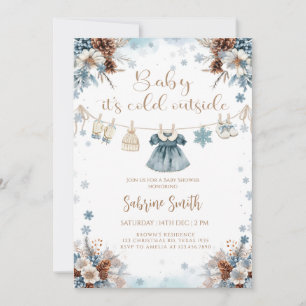 Elegant Baby it's Cold Outside girl  Baby Shower Invitation