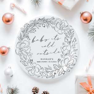 Elegant Baby It's Cold Outside Winter Shower line Paper Plates
