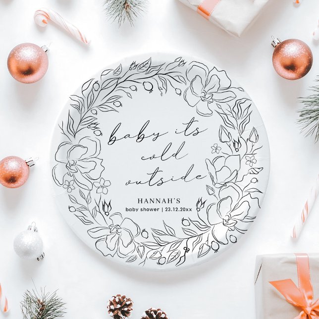 Elegant Baby It's Cold Outside Winter Shower line Paper Plates (Creator Uploaded)