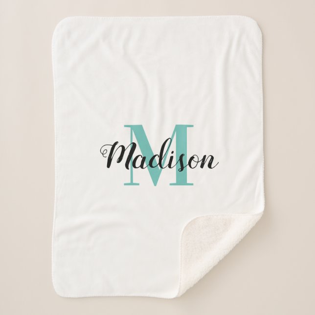 Elegant baby name monogram small sherpa blanket (Front)