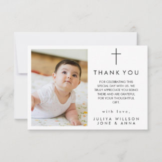 Elegant baby Photo Baptism Thank You card