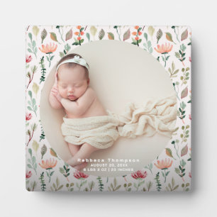 Elegant Baby Photo Birth Announcement Keepsake Plaque