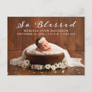 Elegant Baby Photo Birth Announcement Postcard