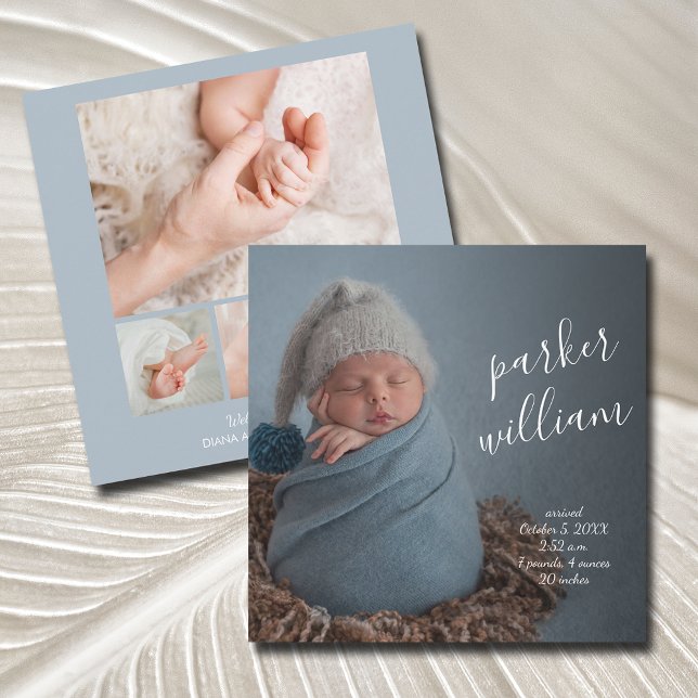 Elegant Baby Photo Collage Birth Announcement (Creator Uploaded)