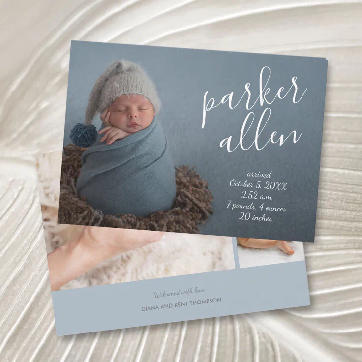 Elegant Baby Photo Collage Birth Announcements Zazzle