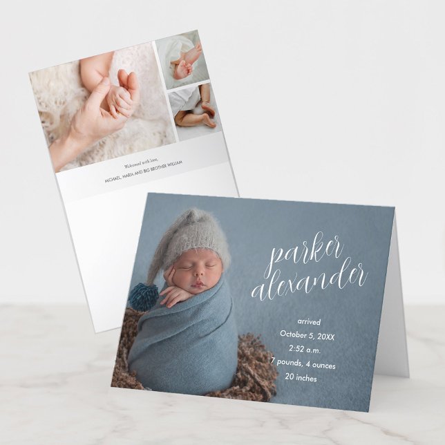 Elegant Baby Photo Folded Birth Announcement (Creator Uploaded)