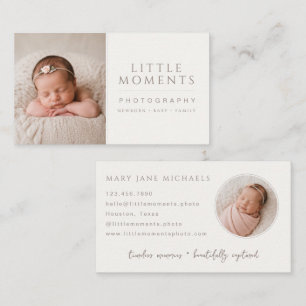 Elegant Baby Photography Branding Soft Neutral Business Card