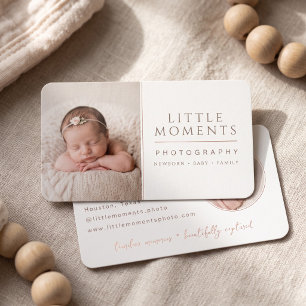 Elegant Baby Photography Branding Soft Neutral Foil Business Cards