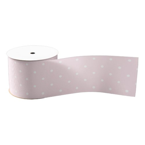 Elegant Baby Pink and White Polka Dots Pattern Grosgrain Ribbon