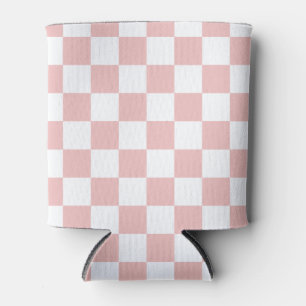 Elegant Baby Pink Checkerboard Can Cooler