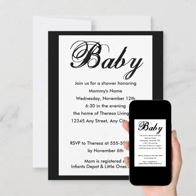 Elegant Baby Script Baby Shower Invitation | Zazzle