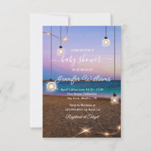 elegant baby shower beach lights tropical chic invitation