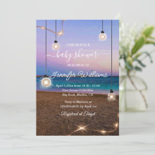 elegant baby shower beach lights tropical  invitation