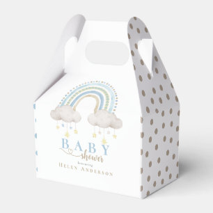 Elegant Baby Shower Blue Whimsical Rainbow Boho Favor Boxes