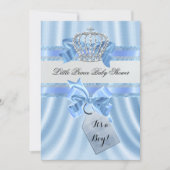 Elegant Baby Shower Boy Blue Little Prince Crown Invitation (Front)