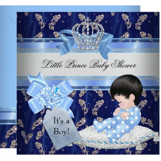 Elegant Baby Shower Boy Blue Little Prince Crown Invitation | Zazzle.com