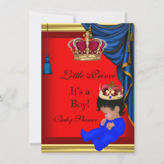 Elegant Baby Shower Boy Blue Red Little Prince 2 Invitation