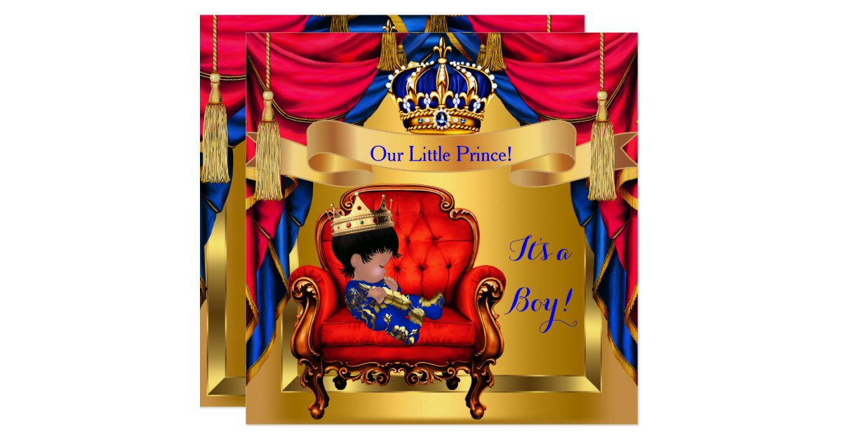 Elegant Baby Shower Boy Prince Royal Blue Red Gold