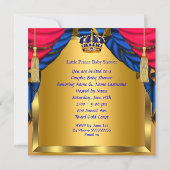 Elegant Baby Shower Boy Prince Royal Blue Red Gold Invitation (Back)