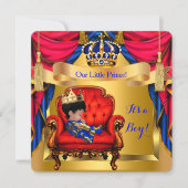 Elegant Baby Shower Boy Prince Royal Blue Red Gold Invitation (Front)