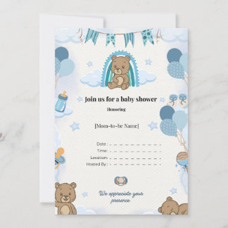 Elegant Baby Shower Flat Announcement Card 