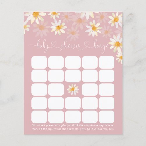 Elegant Baby Shower Floral Baby Bingo Game Card