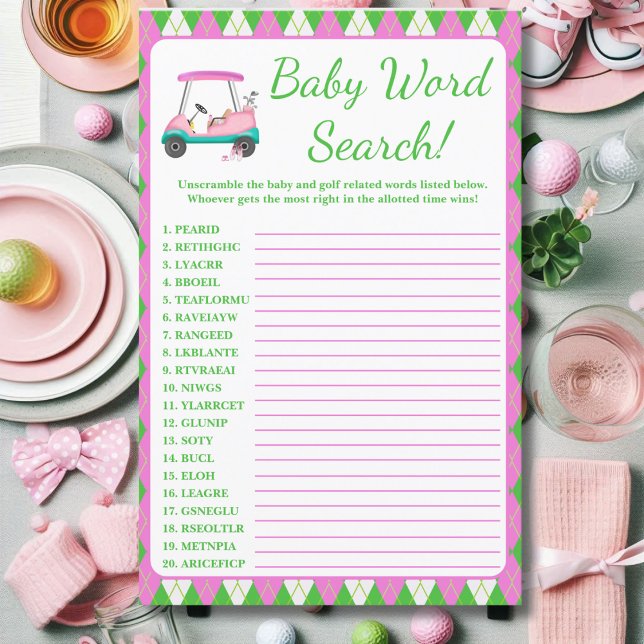  Elegant Baby Shower Golf Cart Word Scramble (Creator Uploaded)