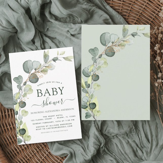Elegant Baby Shower Greenery Eucalyptus Invitation (Creator Uploaded)