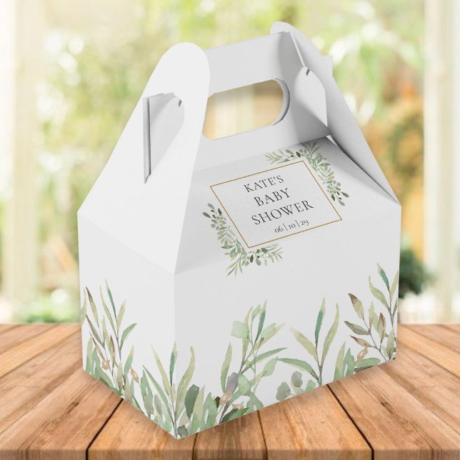 Elegant Baby Shower Greenery Leaves Favor Box (Creator Uploaded)
