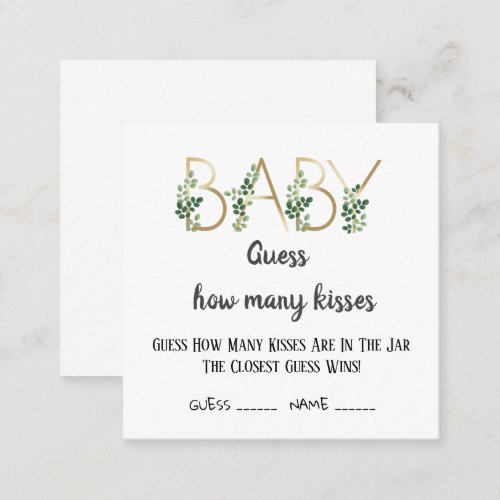 Elegant Baby Shower Guess How Many Kisses Card