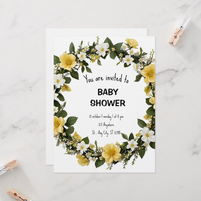Elegant Baby Shower Invitation (Front/Back In Situ)