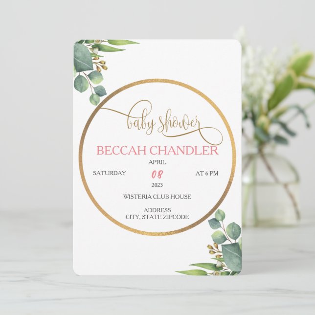 Elegant Baby Shower Invitation (Standing Front)