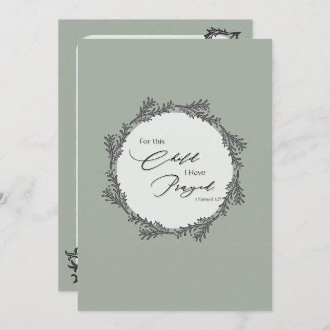 Elegant Baby Shower Invitation- 1 Samuel 1:27 Invitation (Front/Back)