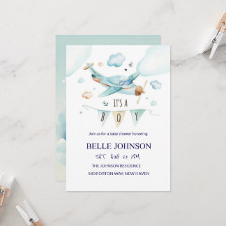 Elegant Baby Shower Invitation - Airplane Theme