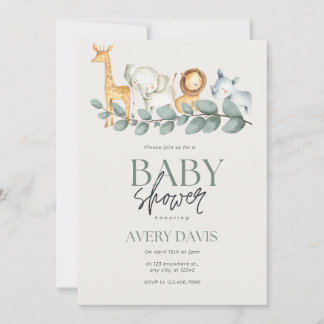 elegant baby shower invitation cute animals