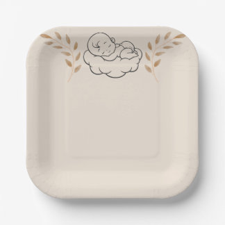 Elegant Baby Shower Invitation Modern Boho style Paper Plates